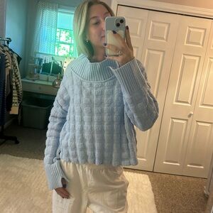 Free People Knit Sweater Baby Blue